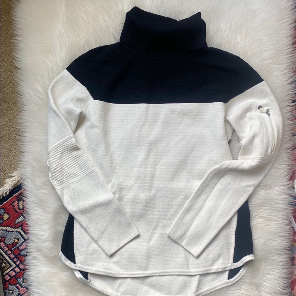 Talbots Black and White Cowl Turtleneck Sweater